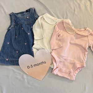 GAP - 0-3M - Adorable Baby Dress and Onesies Set